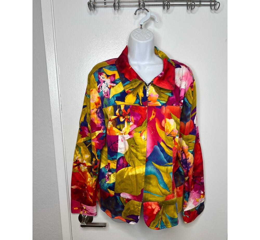 Erin London Women's Colorful Zip Front Jacket ~ Size XL